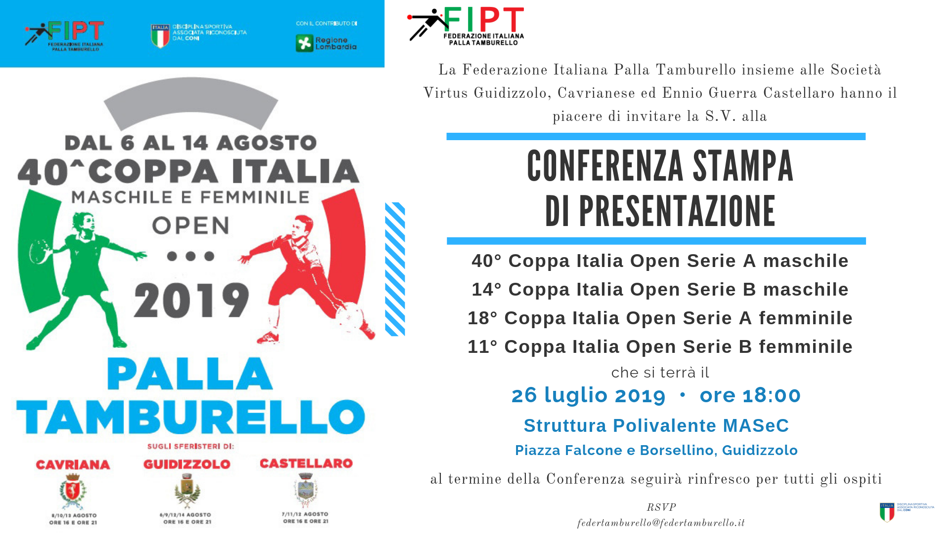 Invito Coppa Italia Open 2019