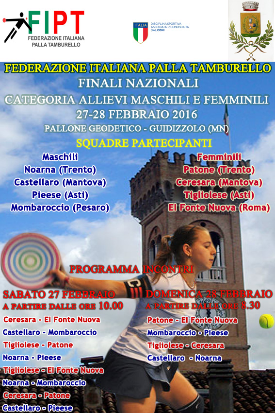 Locandina Finali Giovanili Indoor 2016 Allievi Guidizzolo