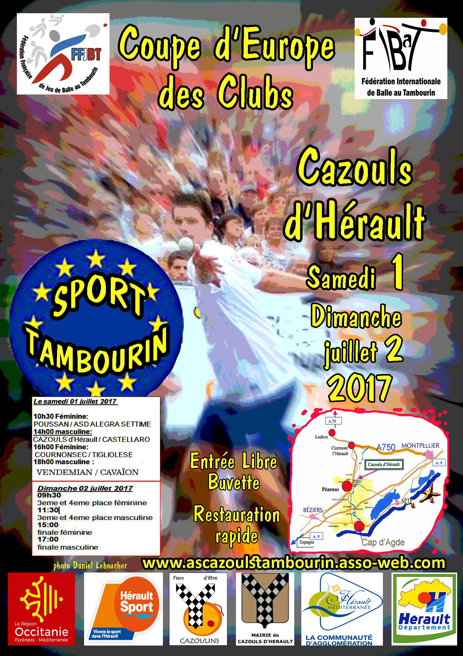 affiche coupe Europe des Clubs Tambourin Cazouls14 juin