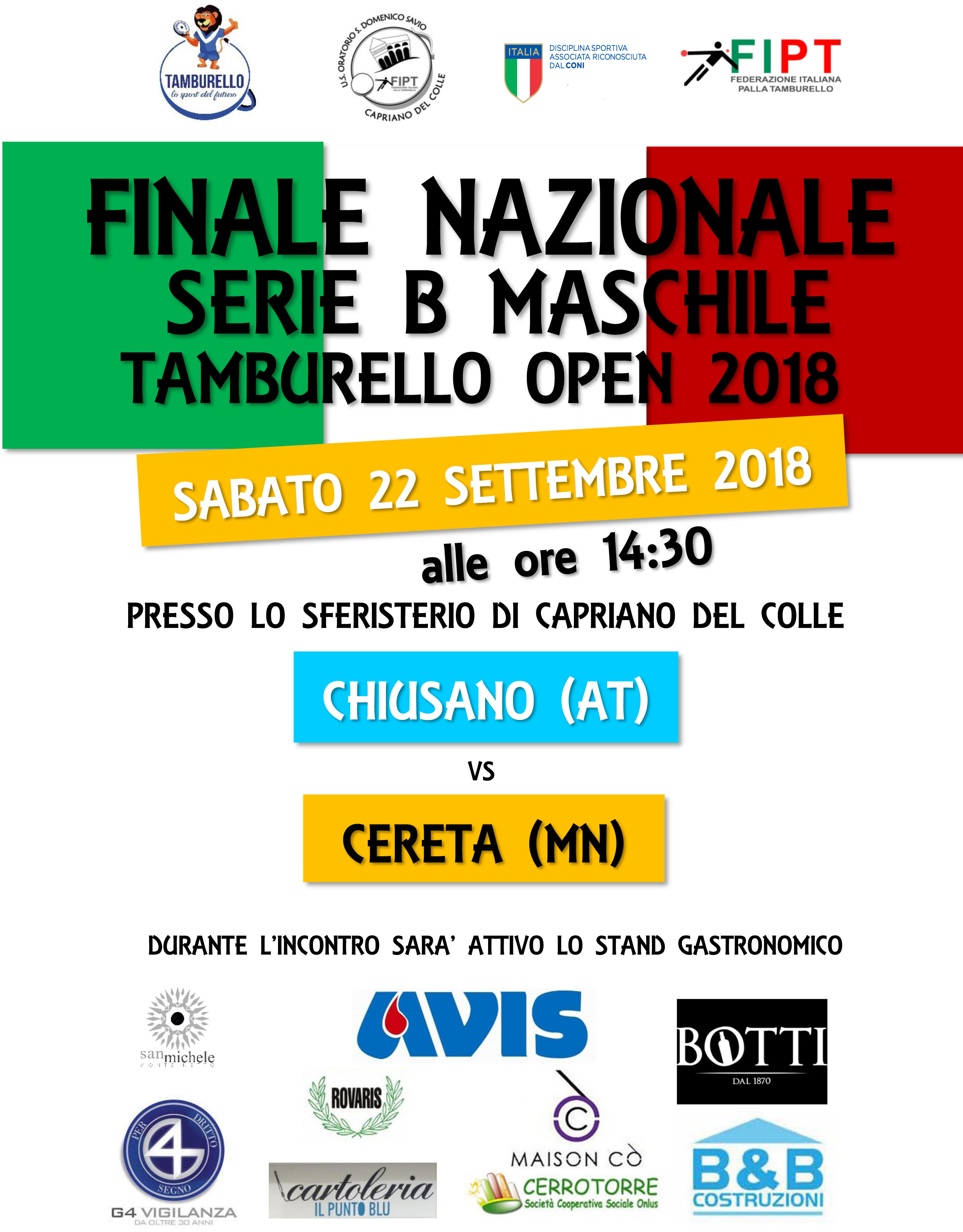 Locandina FINALE SERIE B open 2018 DEFINITIVO