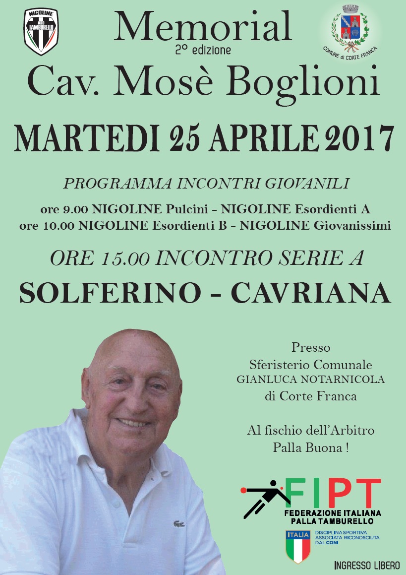 2° Edizione Memorial Mosè Boglioni